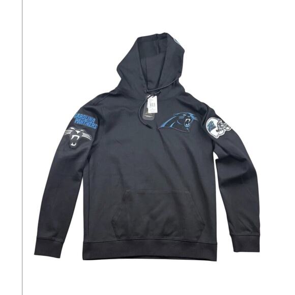 NWT Pro Standard Sweatshirt Mens XL Black Carolina Panthers NFL Patches Hoodie